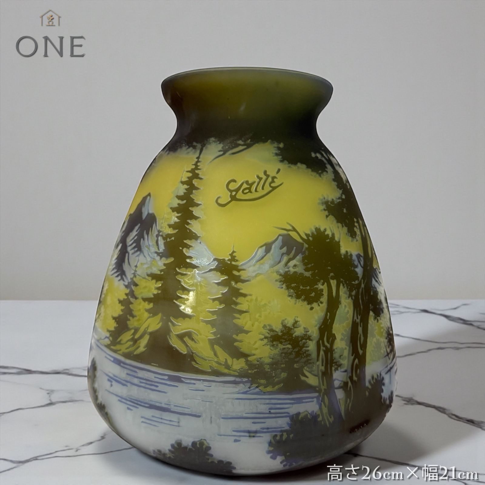 EmileGalle【正規輸入】高さ26㎝【証明書付属】ガレ復刻 カメオグラス