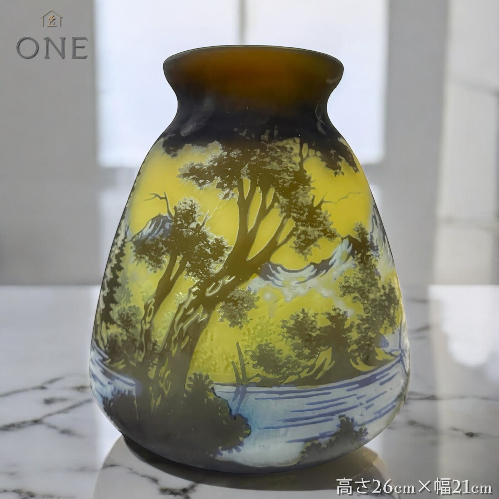 EmileGalle【正規輸入】高さ26㎝【証明書付属】ガレ復刻 カメオグラス