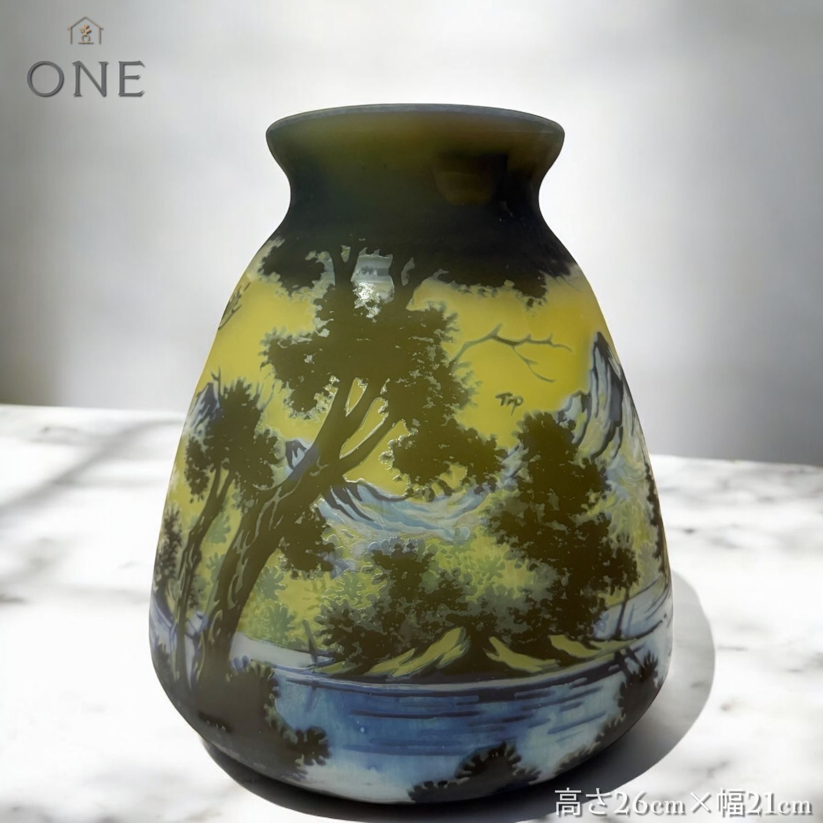 EmileGalle【正規輸入】高さ26㎝【証明書付属】ガレ復刻 カメオグラス