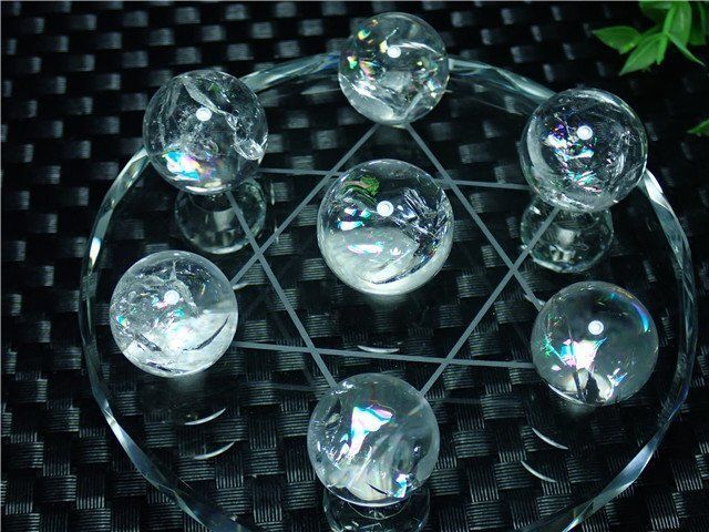 AAA級☆天然レインボー水晶丸玉七星陣YT/1124/55D - メルカリ