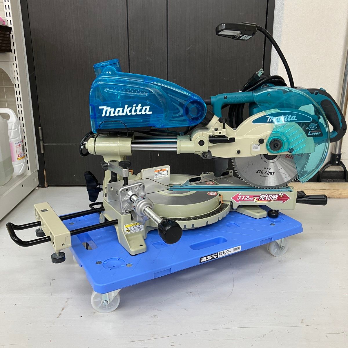 ЗЗMAKITA マキタ 100 v 216 mm スライド丸のこ ダストボックス 替刃付 ブルー
