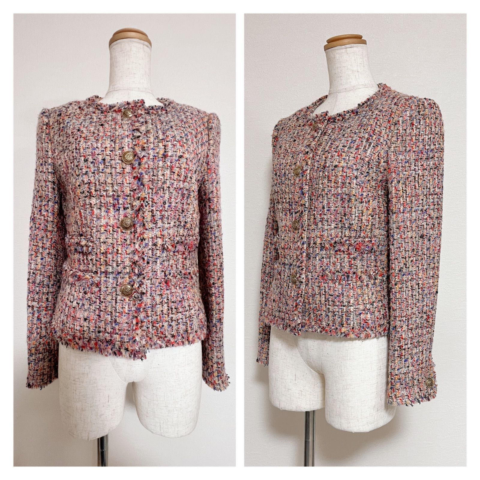 ANAYI アナイ 38 ツイード セットアップ 金ボタン ジャケット スカート