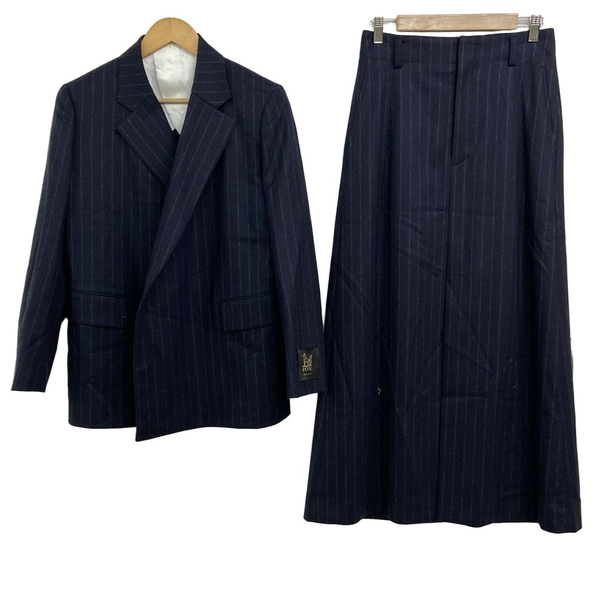 BLAMINK ブラミンク スカートスーツ サイズ36 S レディース ダークネイビー 白 ストライプ