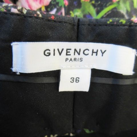 【中古】ジバンシィ GIVENCHY ストレートパンツ サイドライン フォトプリント 花柄 バラ ビオラ 36 S 黒 ブラック ジバンシィ GIVENCHY ストレートパンツ サイドライン フォトプリント