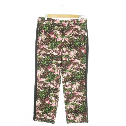 【中古】ジバンシィ GIVENCHY ストレートパンツ サイドライン フォトプリント 花柄 バラ ビオラ 36 S 黒 ブラック ジバンシィ GIVENCHY ストレートパンツ サイドライン フォトプリント