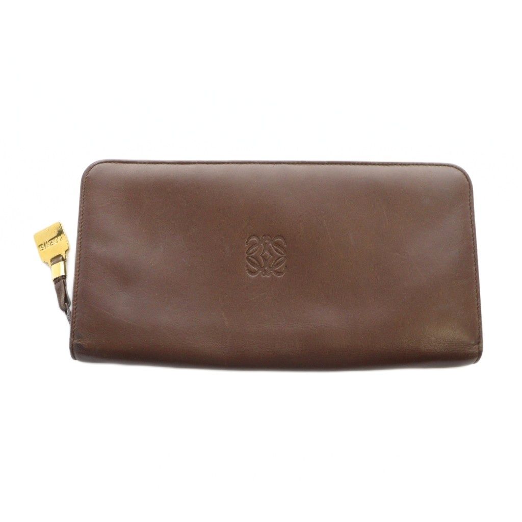 ロエベ LOEWE クラッチバッグ セカンドバッグ レザー ロゴ 茶 ブラウン