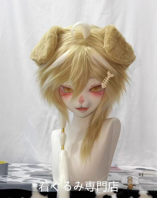 kig ファースーツ マスク 着ぐるみセット グリーン ケモノ 全頭ヘッド ぬいぐるみ コスプレ コスチューム No.1