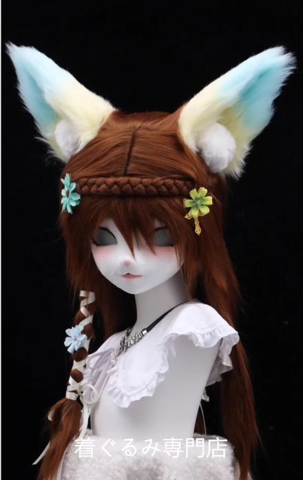 kig ファースーツ マスク 着ぐるみセット グリーン ケモノ 全頭ヘッド ぬいぐるみ コスプレ コスチューム No.3