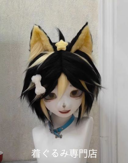 kig ファースーツ マスク 着ぐるみセット グリーン ケモノ 全頭ヘッド ぬいぐるみ コスプレ コスチューム No 5