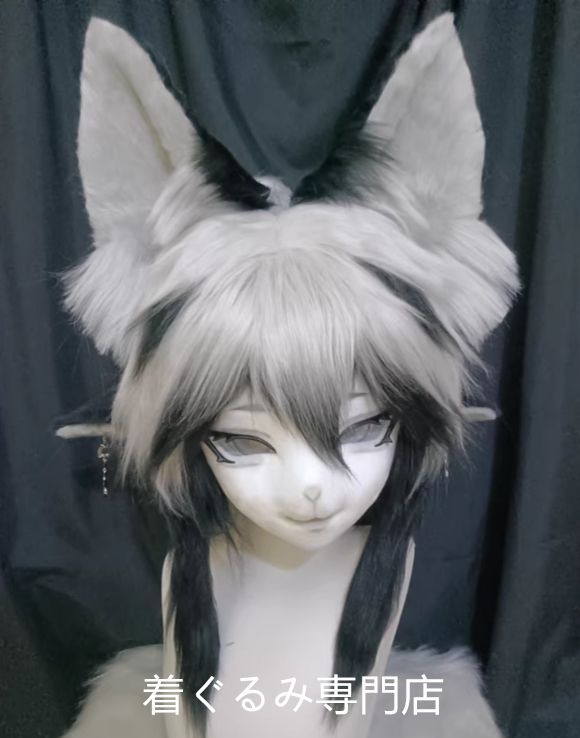 kig ファースーツ マスク 着ぐるみセット グリーン ケモノ 全頭ヘッド ぬいぐるみ コスプレ コスチューム No.7