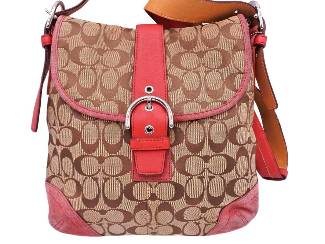 COACH コーチ シグネチャー キャンバス スエード レザー ショルダー