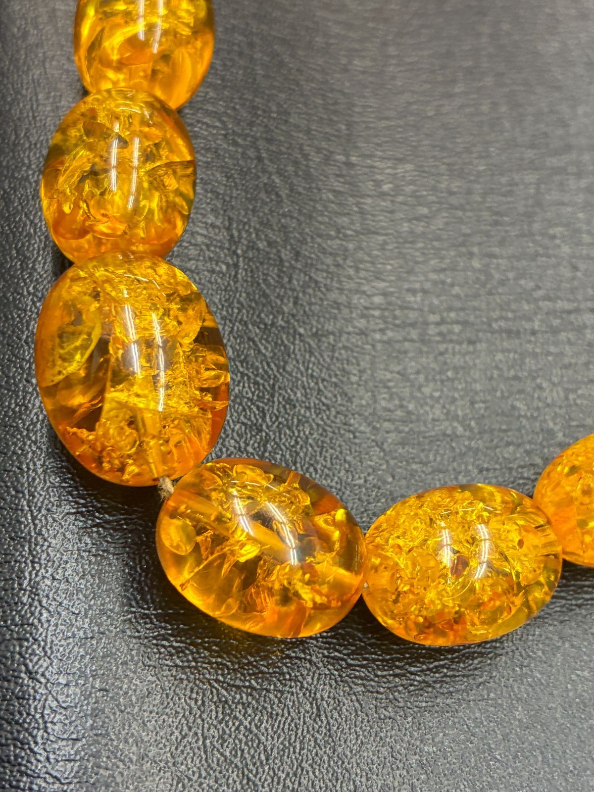 N【ヴィンテージ】琥珀 ネックレス こはく 宝飾品 ジュエリー 貴金属