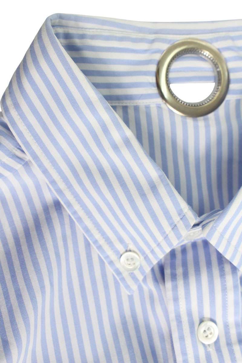 ヴェトモン サイズ:XS  USS196001 メタルリングボタンダウンストライプバックプリント長袖シャツ 中古 BS99 ヴェトモン USS196001 メタルリングボタンダウンストライプバック