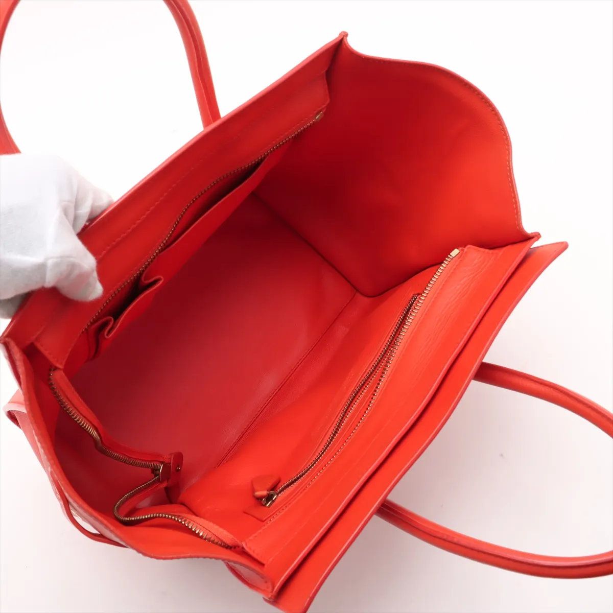 美品 セリーヌ ラゲージ ミニ ショッパー レッド レザー ハンドバッグ