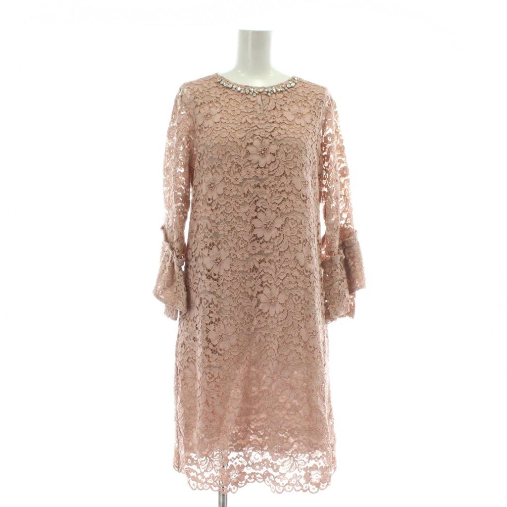 ブルーガール BLUGIRL ワンピース 長袖 ひざ丈 クルーネック 総レース