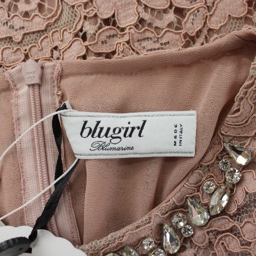 ブルーガール BLUGIRL ワンピース 長袖 ひざ丈 クルーネック 総レース