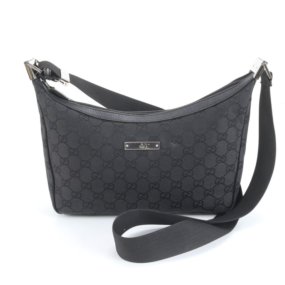 極美品 グッチ GG キャンバス 35098 レザー ショルダー バッグ 斜め