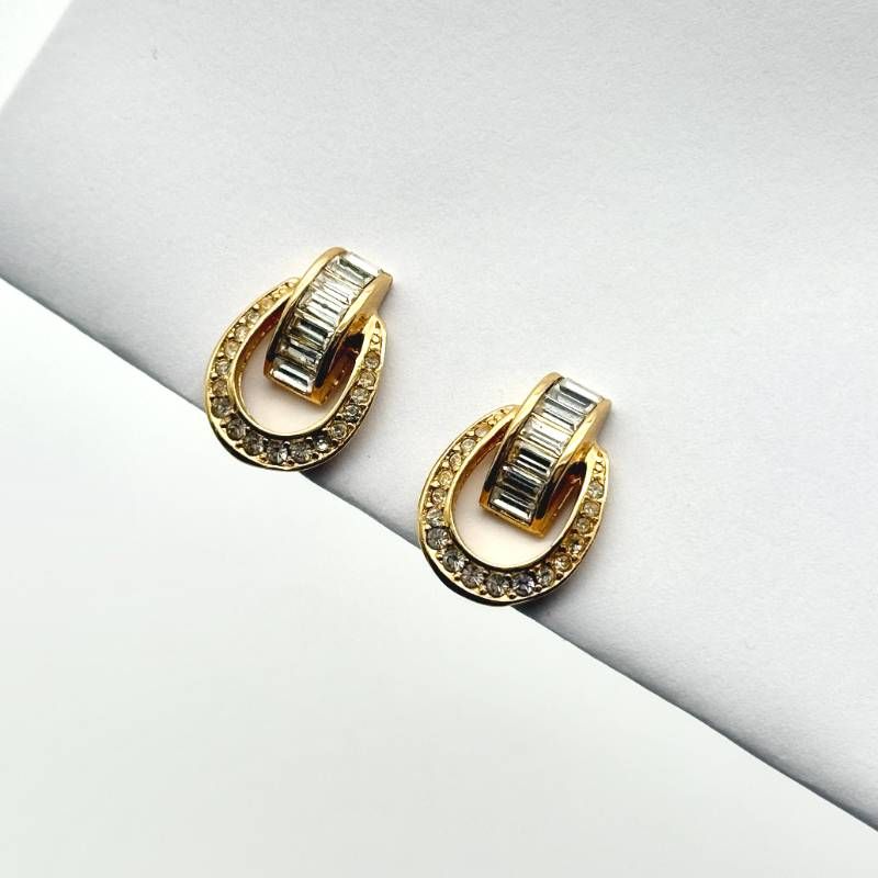 Dior ラインストーン イヤリング ゴールド クリスチャン ディオール Christian ヴィンテージ