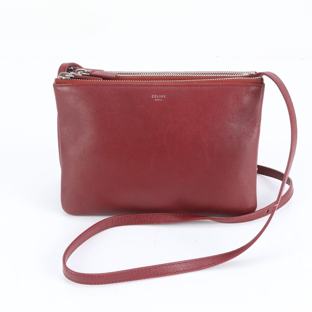 極美品 セリーヌ トリオ スモール レザー ショルダー バッグ 斜め掛け