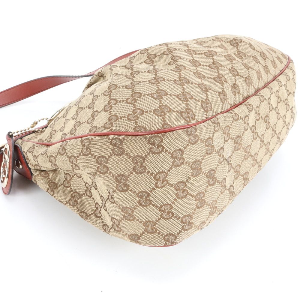 美品 グッチ GG キャンバス スーキー 296834 レザー ショルダー バッグ