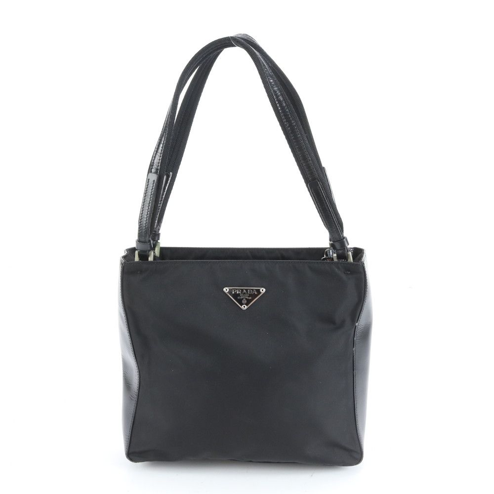 極美品 プラダ テスート ナイロン 三角ロゴ レザー トート バッグ