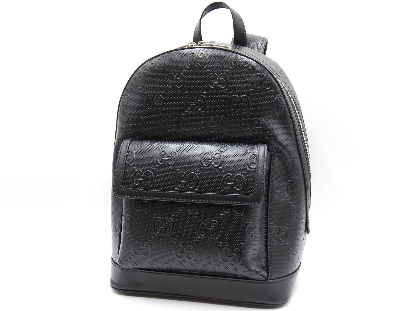 グッチ GGエンボス リュックサック バックパック カーフスキン レザー ブラック 658579