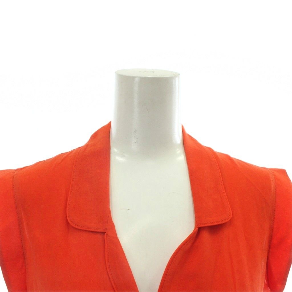 グッチ GUCCI シャツ ブラウス 絹 シルク ノースリーブ 36 S オレンジ
