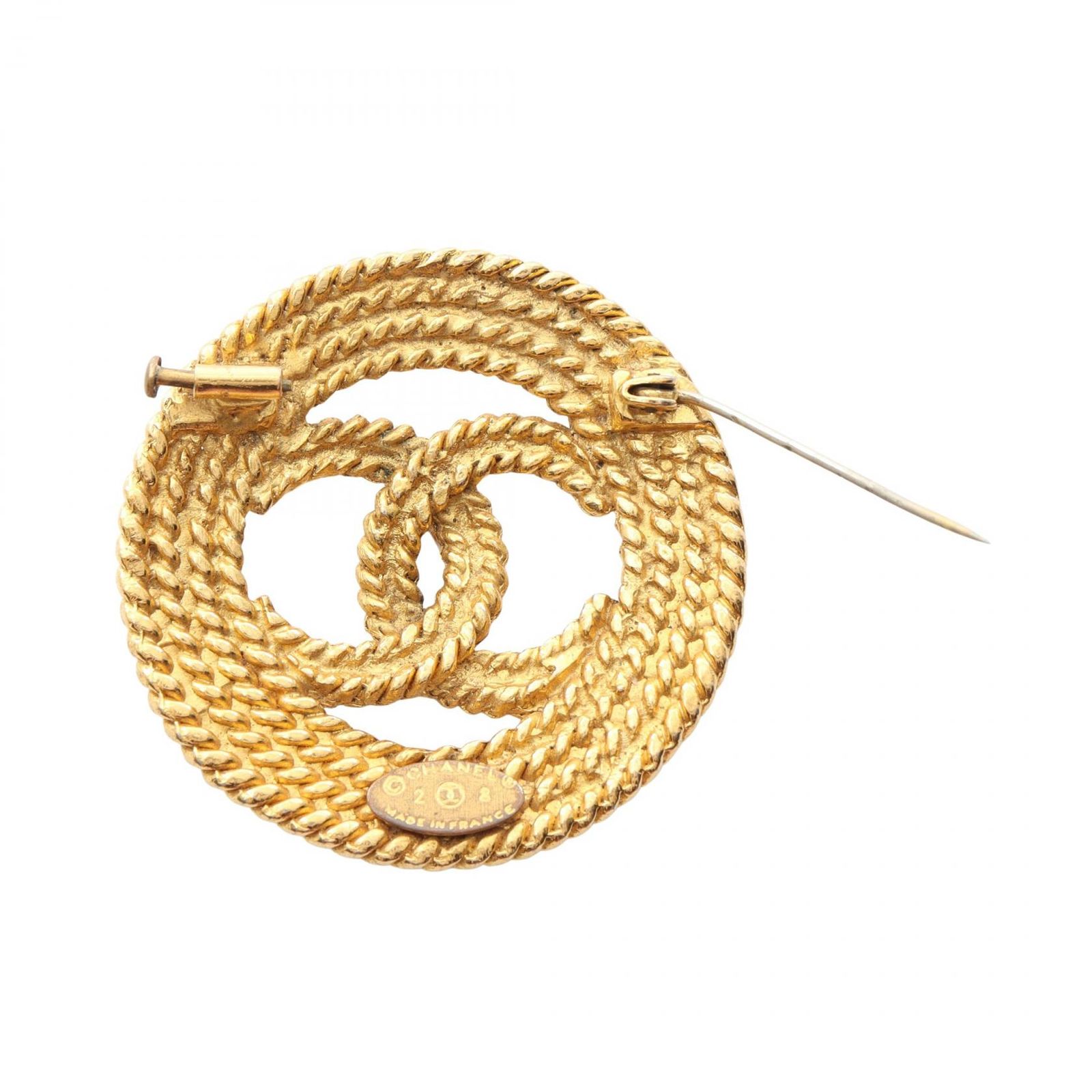 CHANEL ゴールド ブローチ シャネル CHANEL ココマーク 溶岩 ブローチ ゴールド チェーン