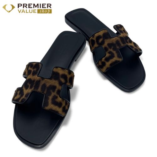 エルメス オラン サンダル 37 5 ゴールド ノワール 24 cm