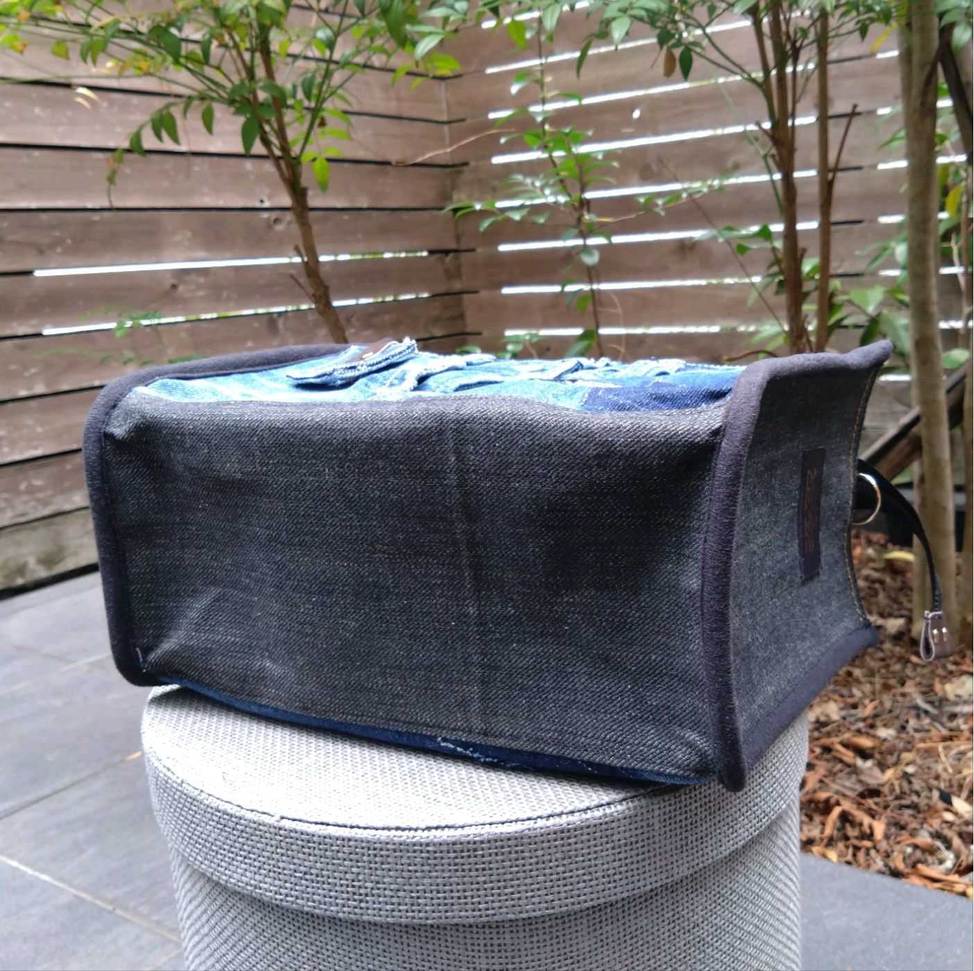 デニムリメイクトートバッグ ジッパーバッグ