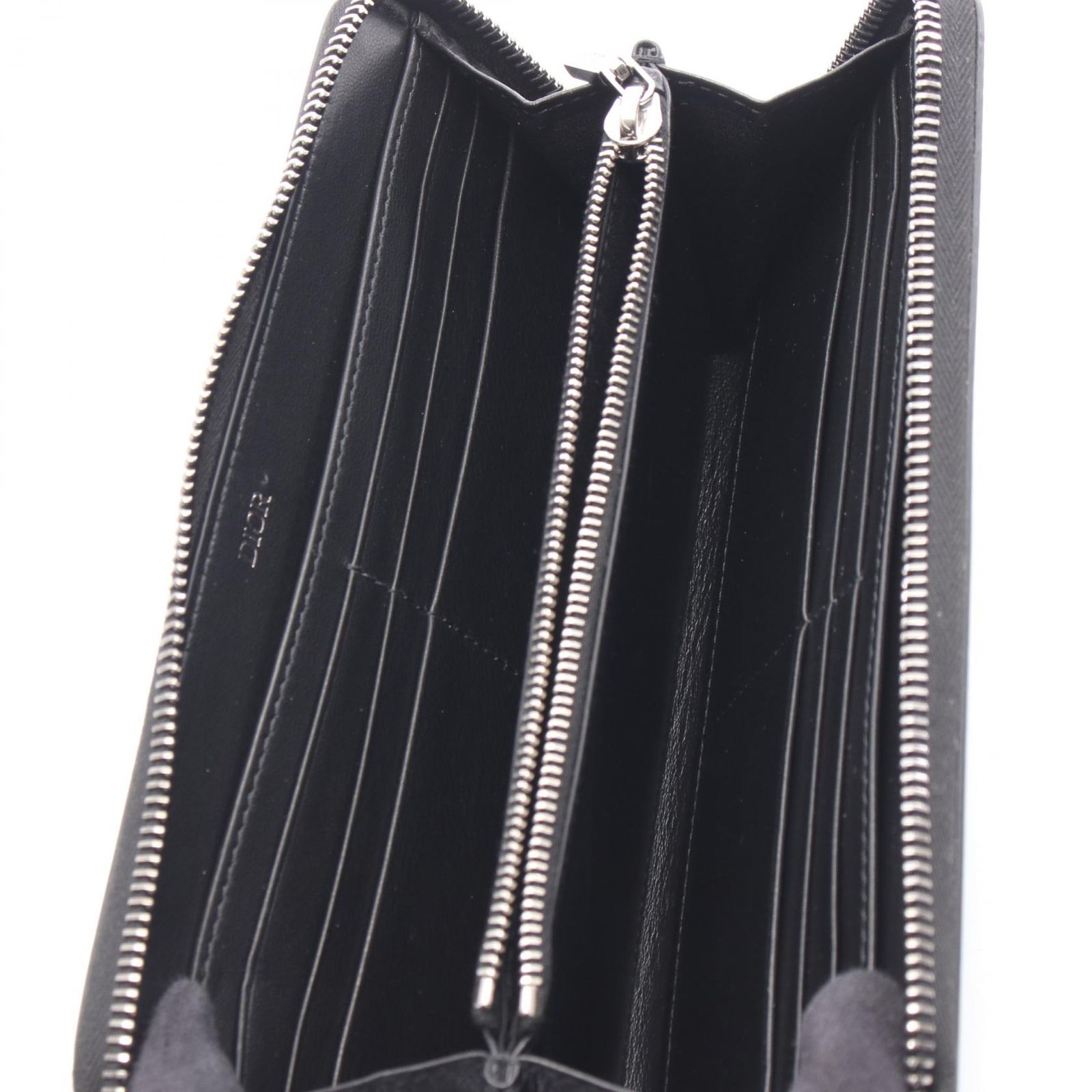 ✨美品✨ ディオール アトリエ ロゴ メンズ ラウンド 長財布 グレイ ディオール Dior ラウンド長財布 ロゴ ブラック/グレー レザー