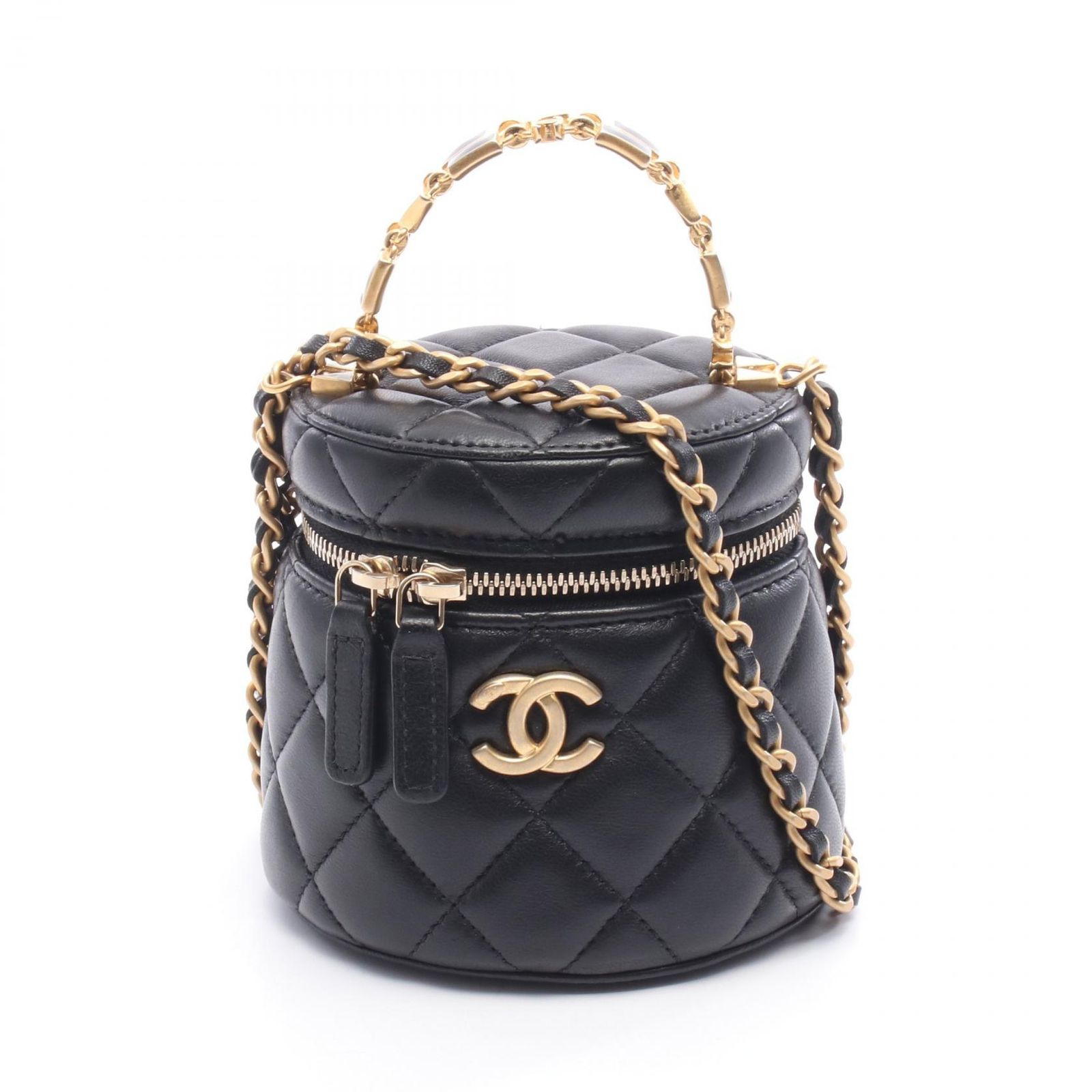 シャネル CHANEL ショルダーバッグ マトラッセ バニティ AP 2947 ブラック ラムスキン 羊革 チェーンショルダー レディース A