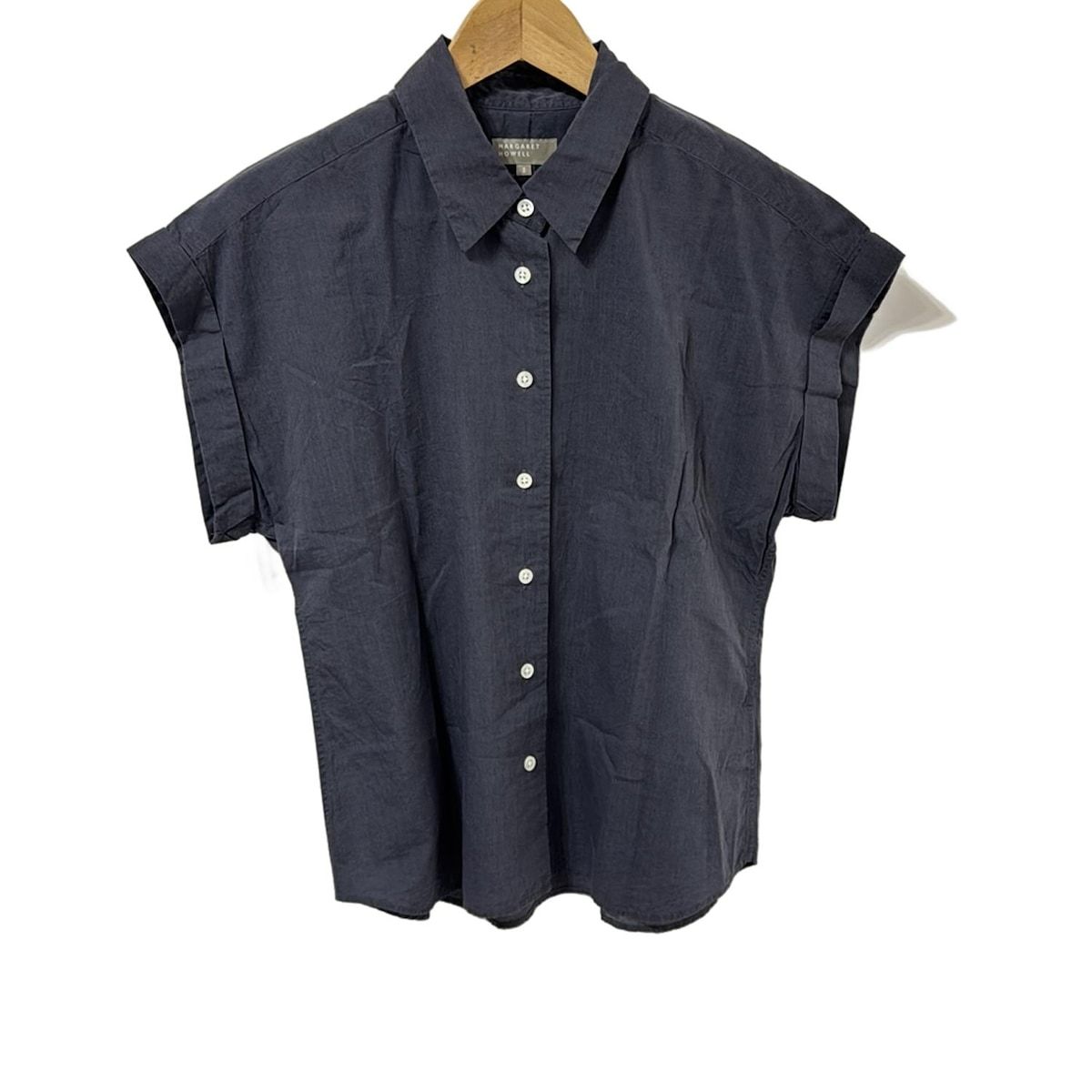 MargaretHowell マーガレットハウエル 半袖シャツブラウス サイズ2 M レディース ネイビー