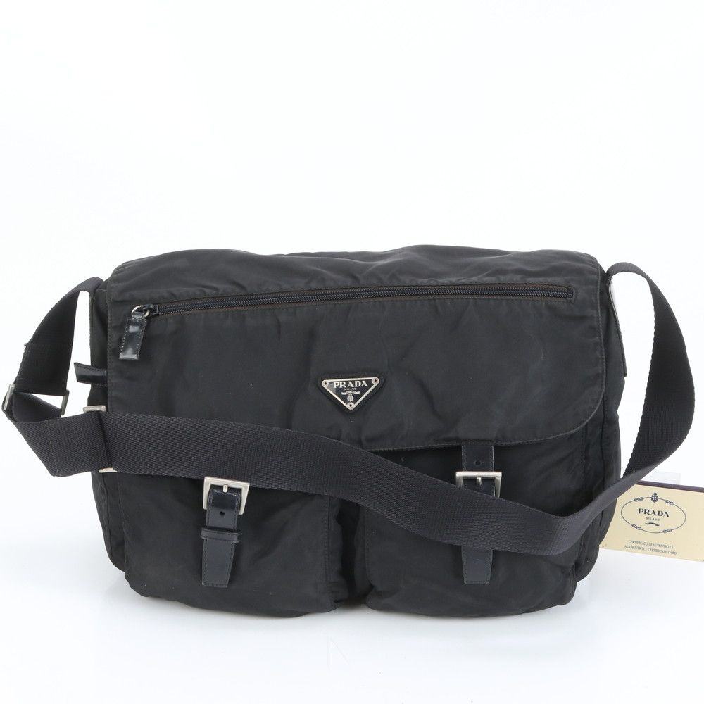 極美品 プラダ テスート ナイロン トライアングルロゴ レザー