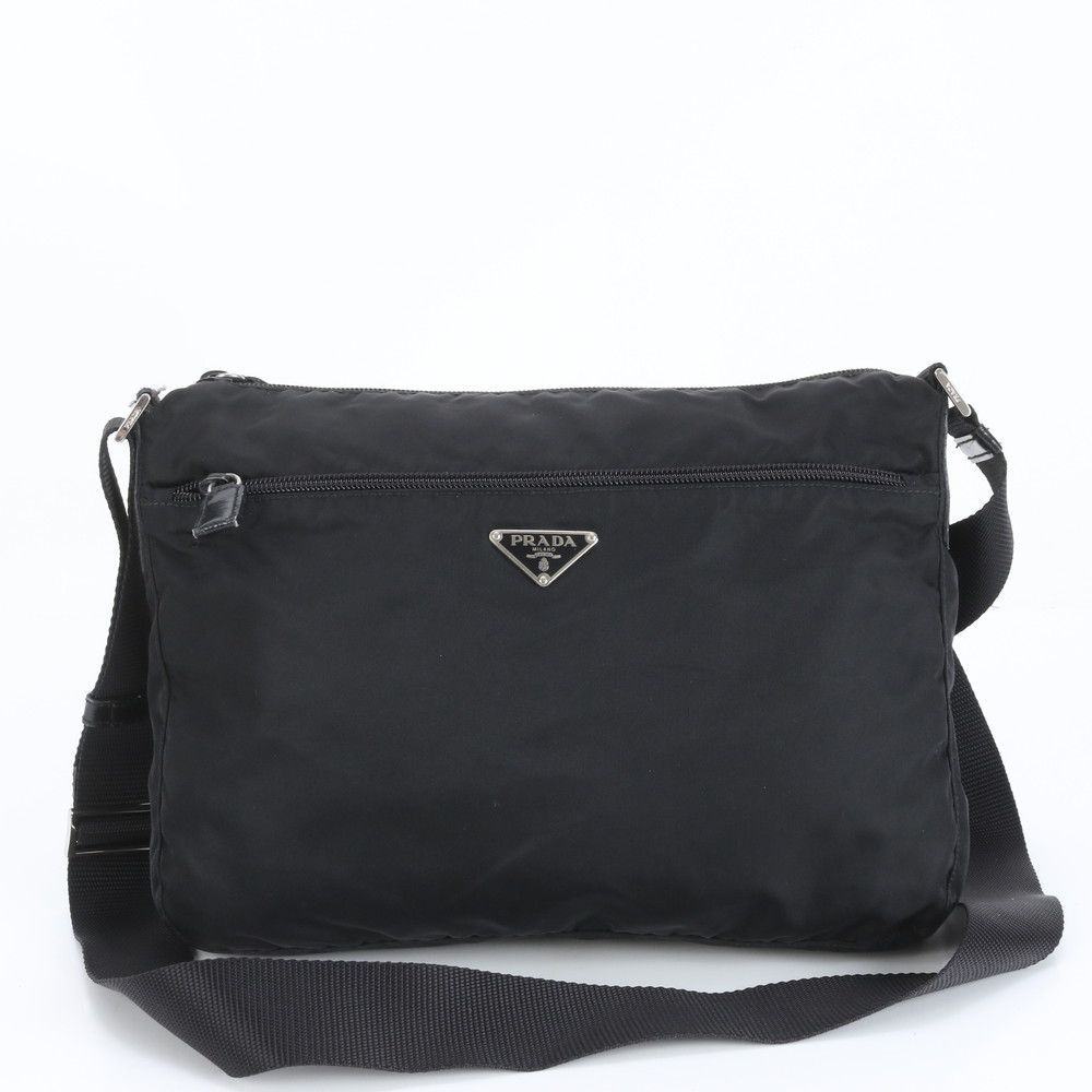 極美品 プラダ テスートナイロン ショルダーバッグ メッセンジャーバッグ 極美品 プラダ テスート ナイロン トライアングルロゴ レザー