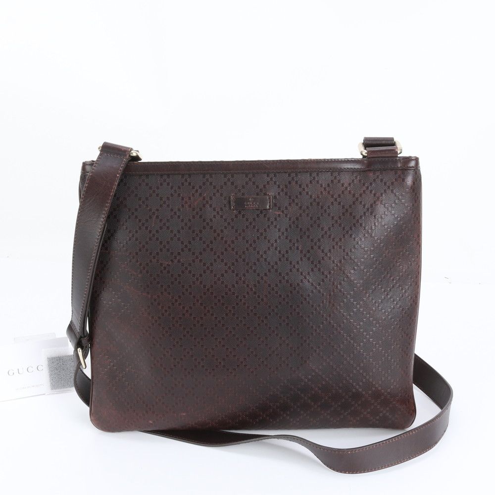 極美品 グッチ ディアマンテ 201446 レザー ショルダーバッグ 斜め掛け