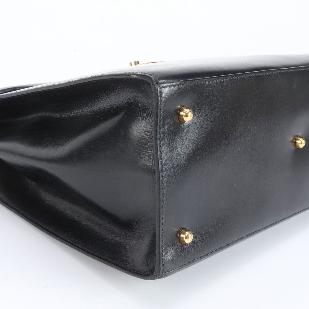 オール オーストリッチ ハンドバッグ 黒 中古美品 M＆K オーストリッチ