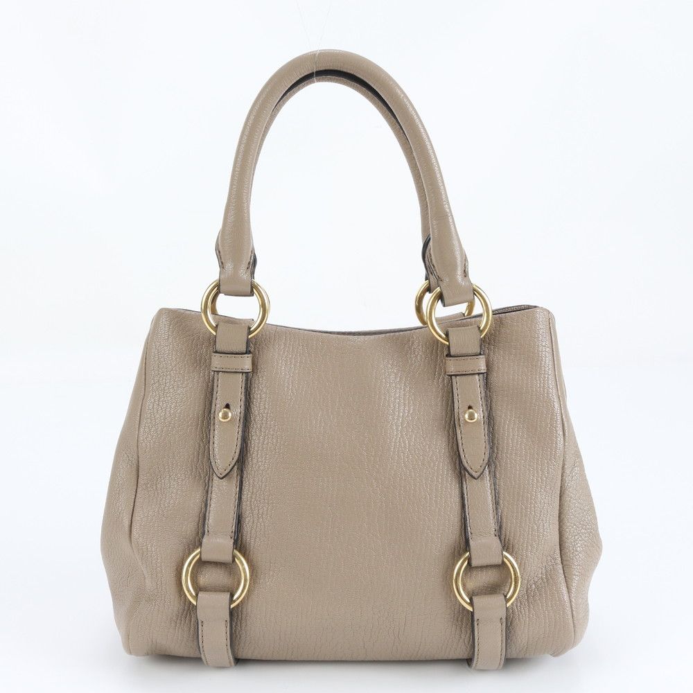 極美品 ミュウミュウ ハンドバッグ トート レザー レディース ゴールド金具 極美品 ミュウミュウ ベージュ ロゴ レザー ハンドバッグ トート 本革