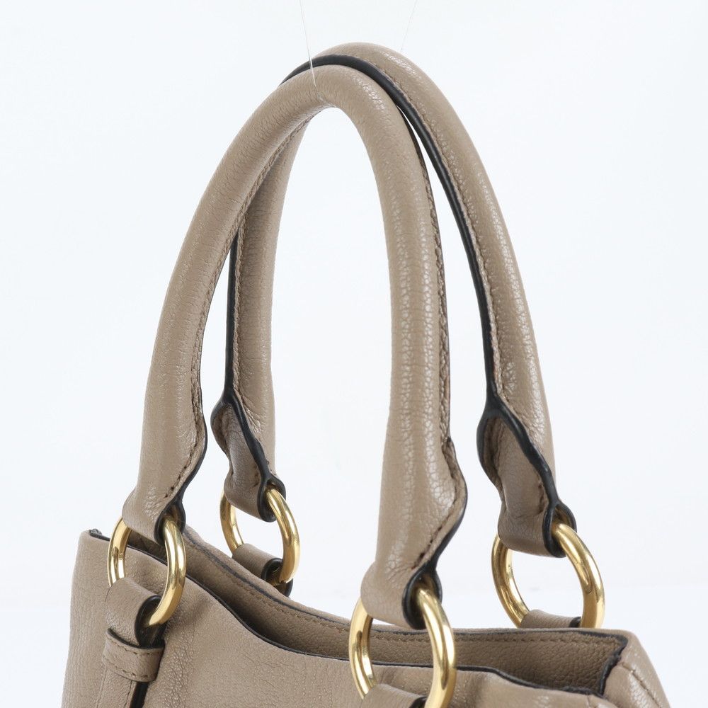 極美品 ミュウミュウ ベージュ ロゴ レザー ハンドバッグ トート 本革