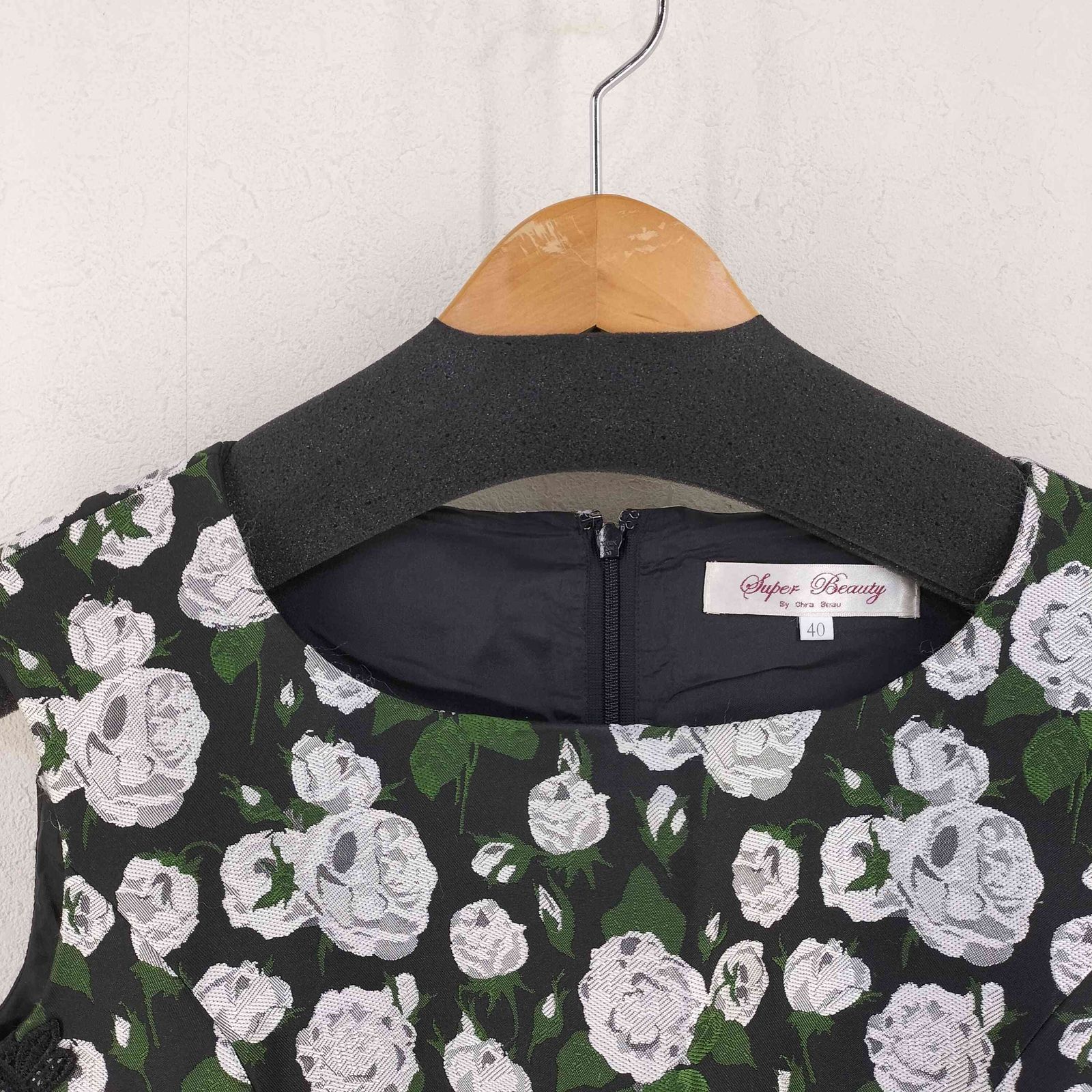 スーパービューティ super beauty ローズ柄 ジャガード ワンピース