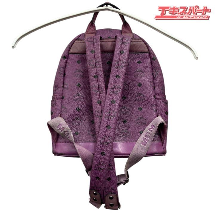 MCM エムシーエム スタッズ レザー リュックサック 紫 パープル