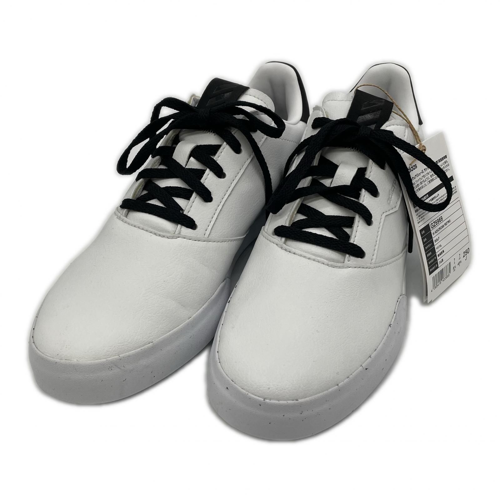 アディダスゴルフ adidas GOLF ゴルフシューズ 25 cm ホワイト×ブラック アディクロスレトロ スパイクレス GZ 6969