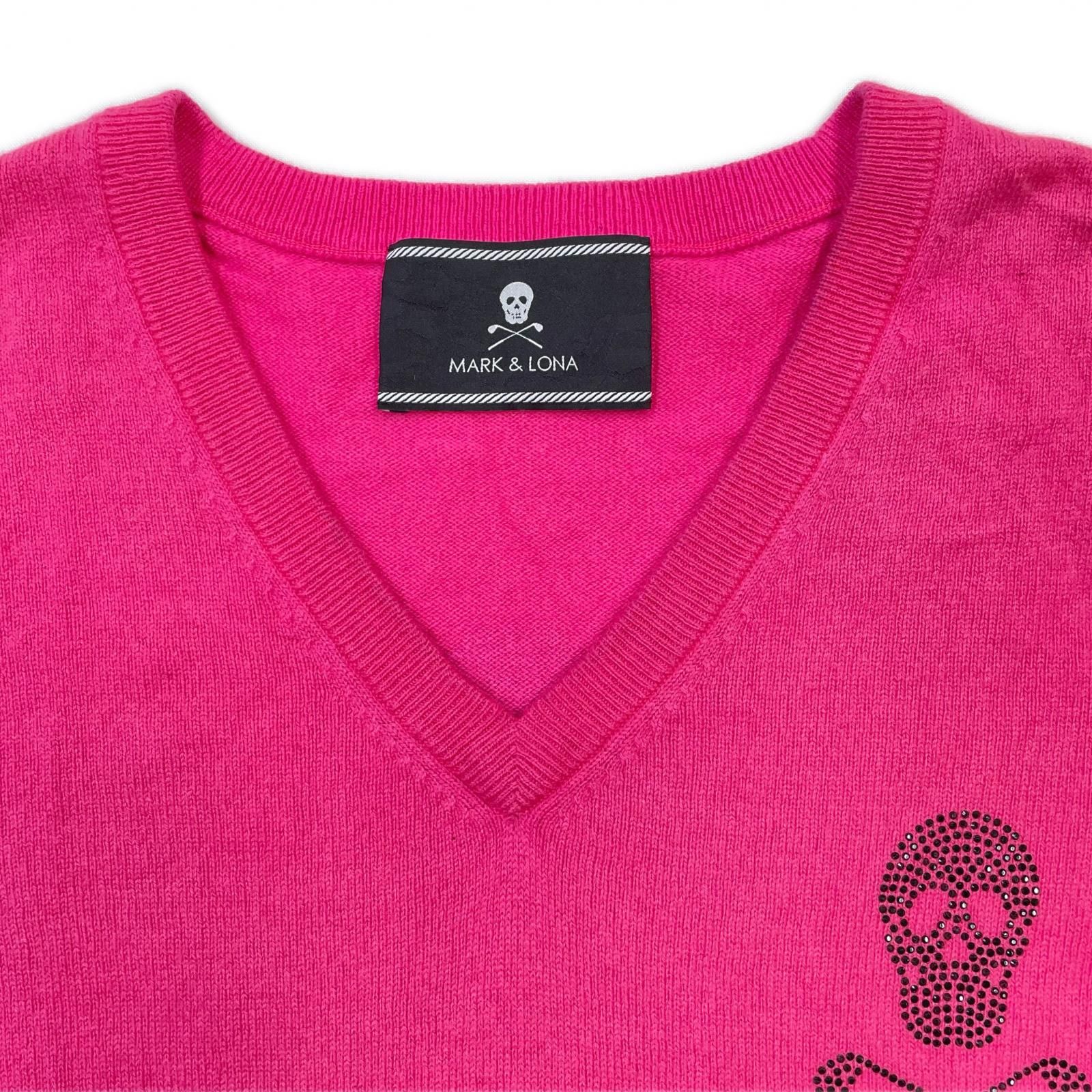 中古 メンズ マークアンドロナ MARK&LONA セーター XL ピンク Vネック