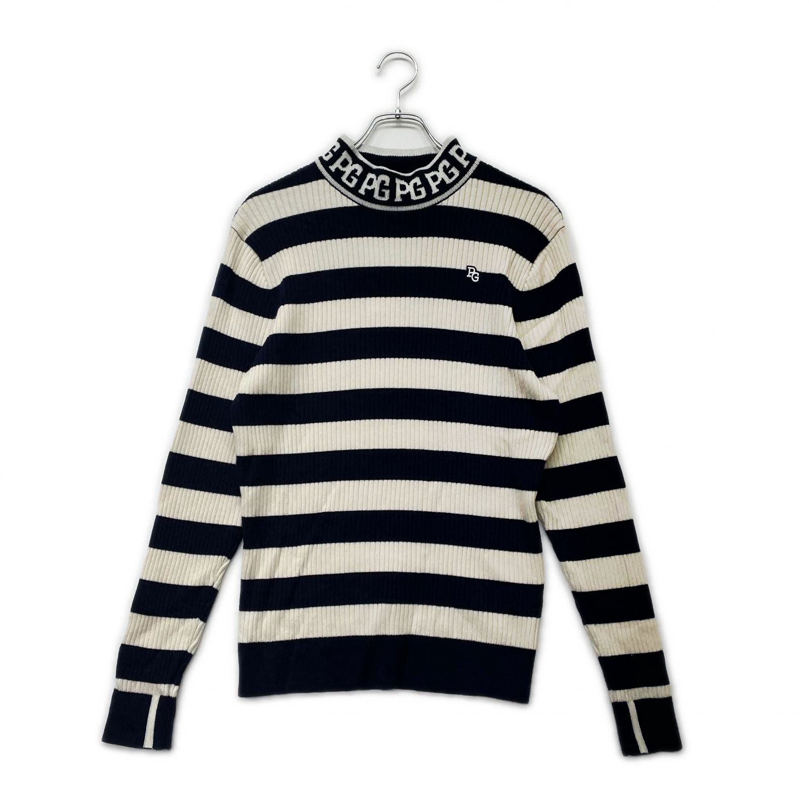 メンズ パーリーゲイツ PEARLY GATES セーター 5 L 紺 白 ネイビー カシミヤ混 ボーダー リブ