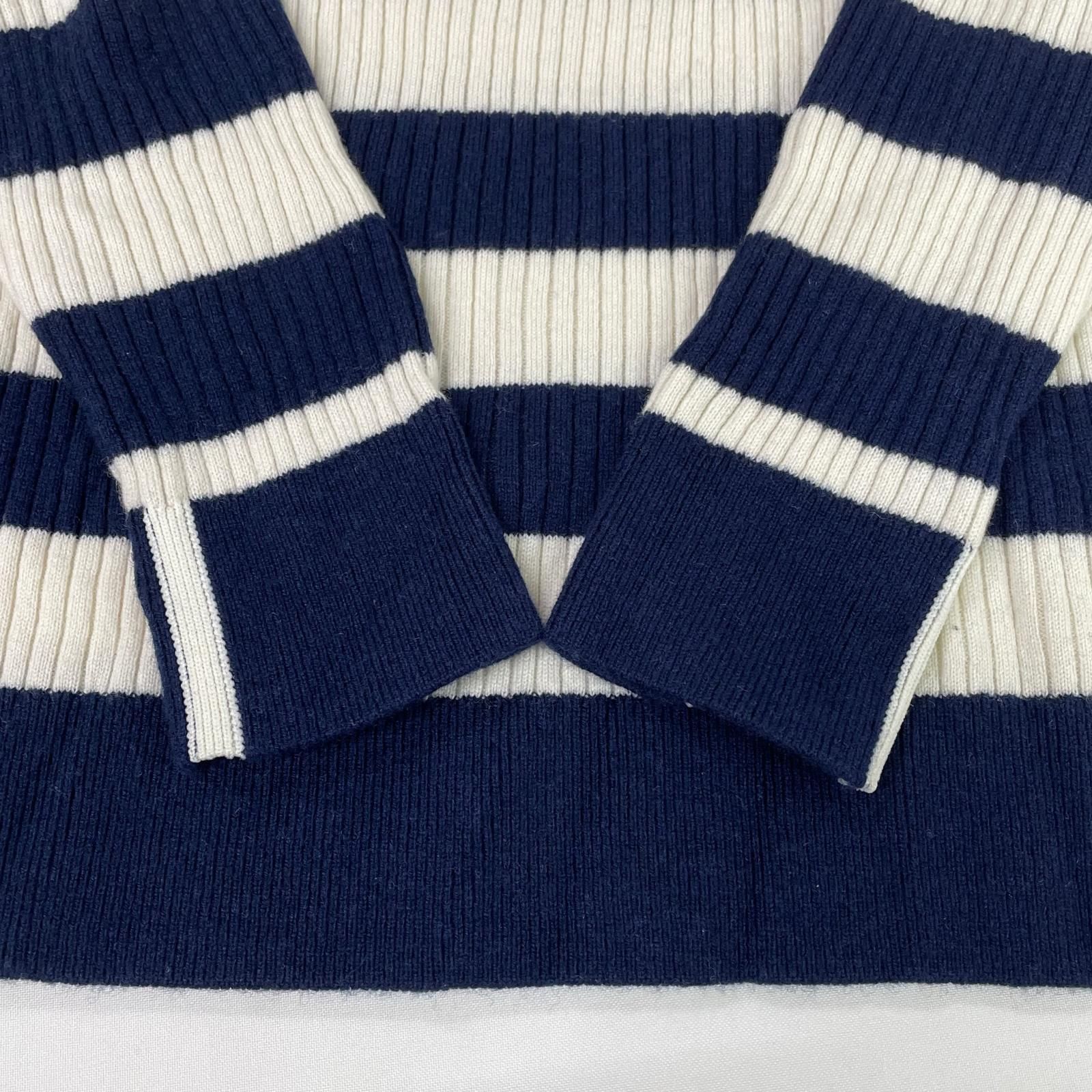 メンズ パーリーゲイツ PEARLY GATES セーター 5 L 紺×白 ネイビー カシミヤ混 ボーダー リブ アプローチ練習用品 セーター トレーナー 