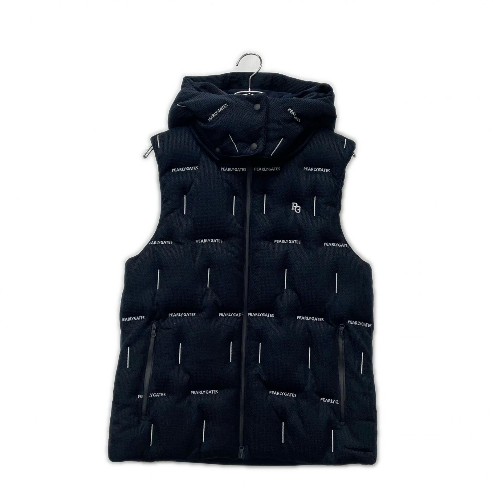 メンズ パーリーゲイツ PEARLY GATES ベスト 4 M 紺 ネイビー 中綿入り ダブルジップ 刺しゅう