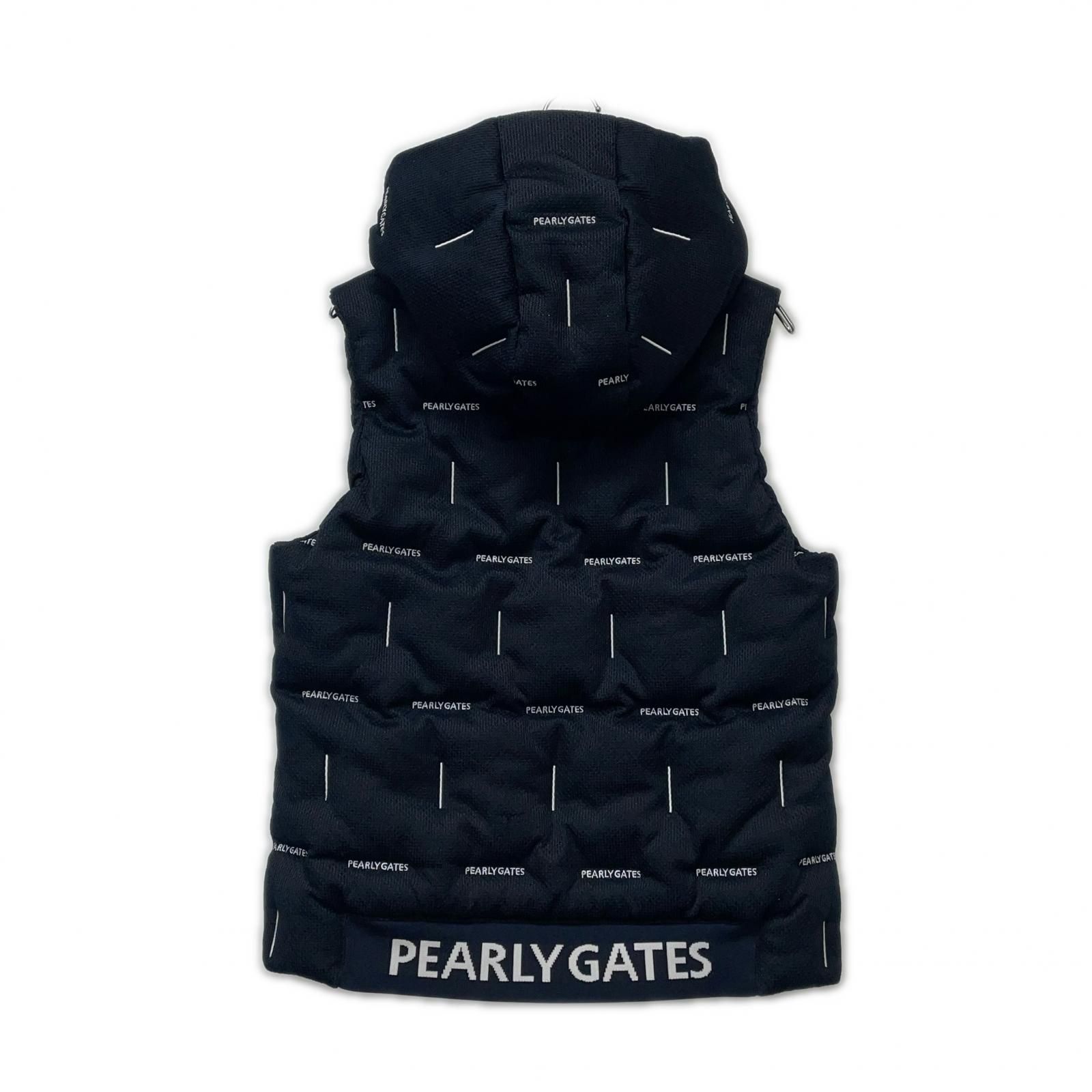 メンズ パーリーゲイツ PEARLY GATES ベスト 4 M 紺 ネイビー 中綿入り ダブルジップ 刺しゅう