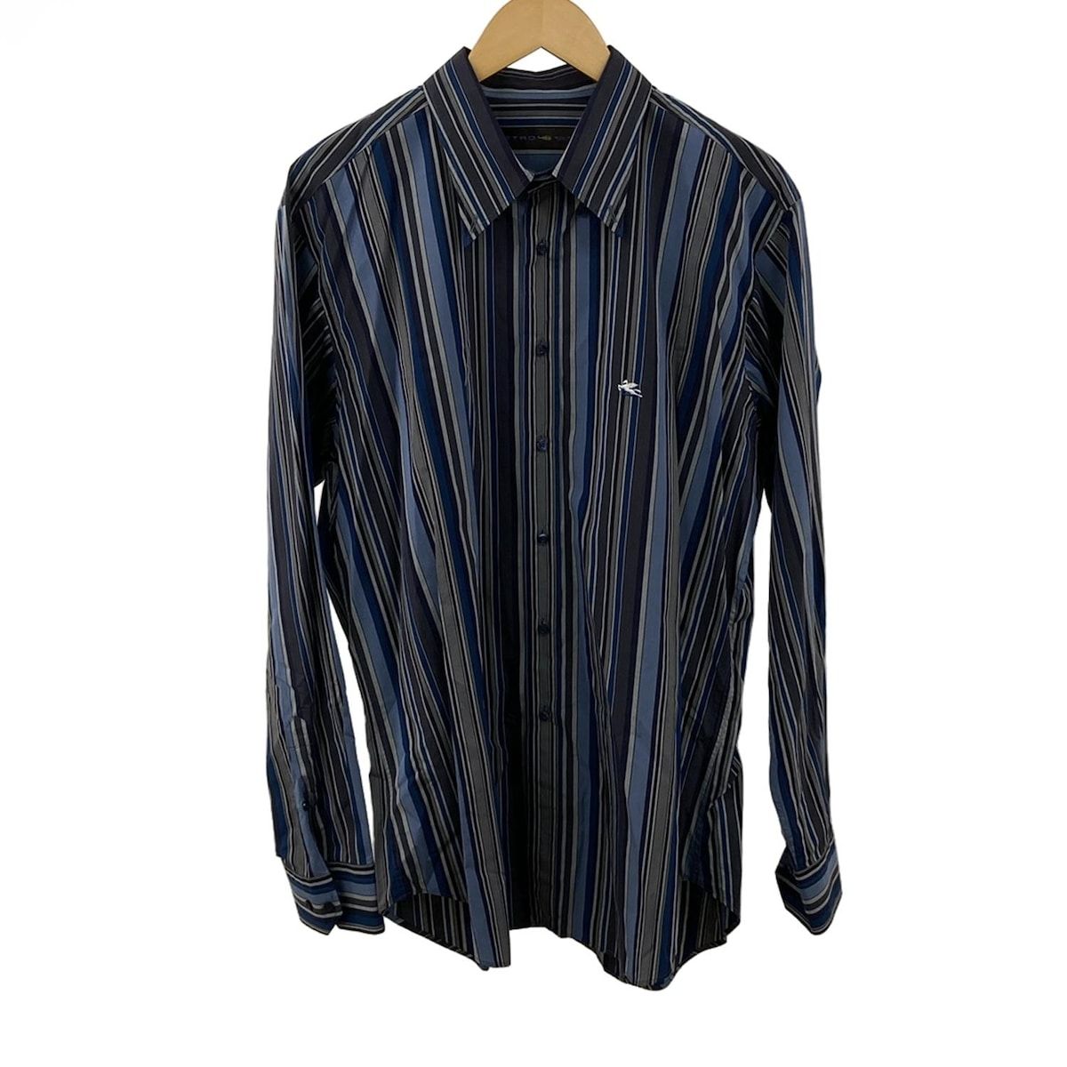 ETRO 長袖シャツ M ブルー　エトロ ETRO(エトロ) 長袖シャツ サイズ46 S メンズ - ダークグレー×ブルー