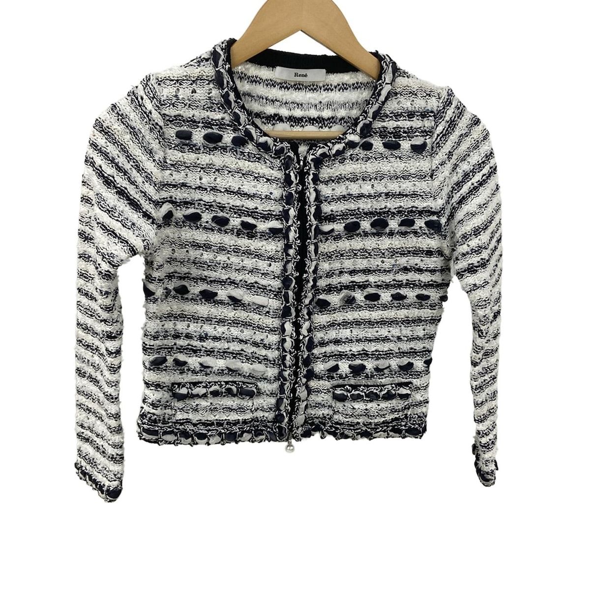 Rene(ルネ) ジャケット サイズ34 S レディース - 白×ネイビー 長袖