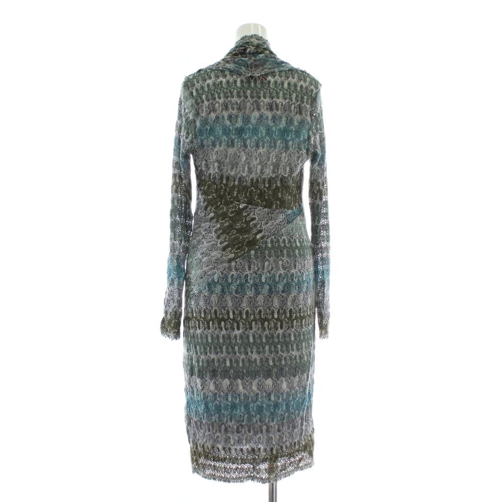 【中古】MISSONI ワンピース ウール混 アンゴラ混 カシミヤ混 長袖 ロング 総柄 インナー付き 40 M マルチカラー ミッソーニ MISSONI ワンピース ウール混 アンゴラ混 カシミヤ混 長袖